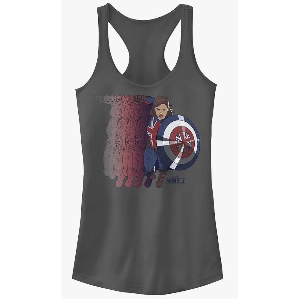 Marvel Racerback Tank Top Women Medium Gray Like New Captain Carter What If C594